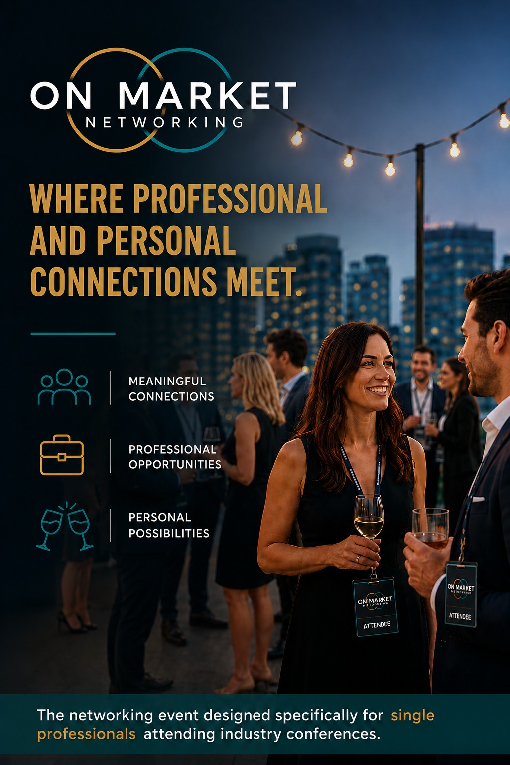 On Market Networking brand flyer — Where Professional and Personal Connections Meet